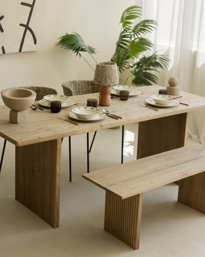 Solid dark oak wood bench of 120cm