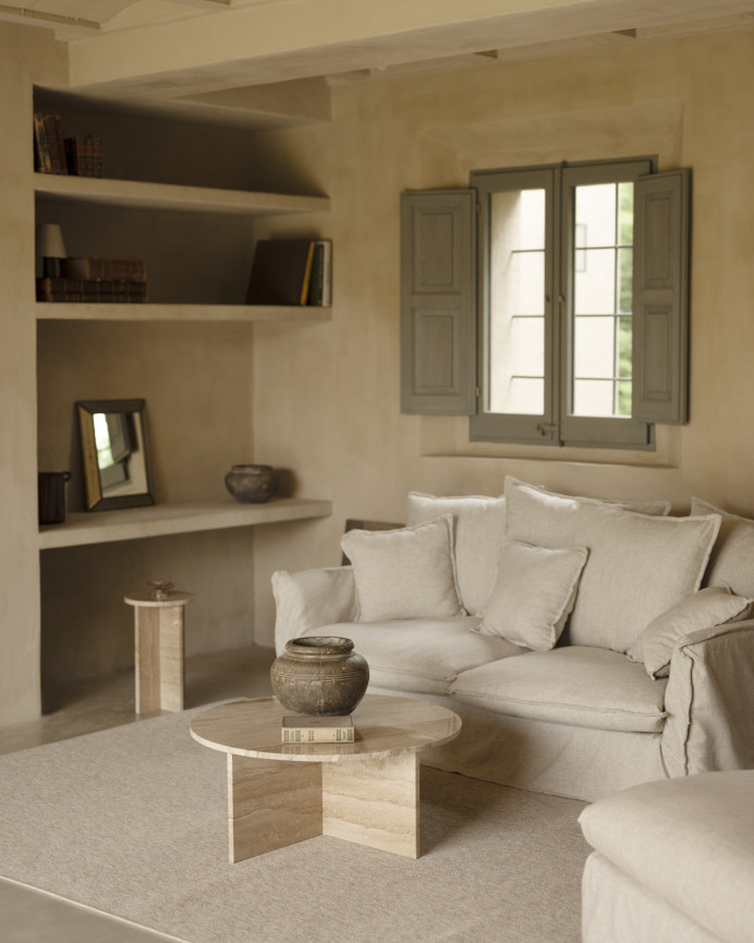 Round center table made of daino reale marble in various sizes.