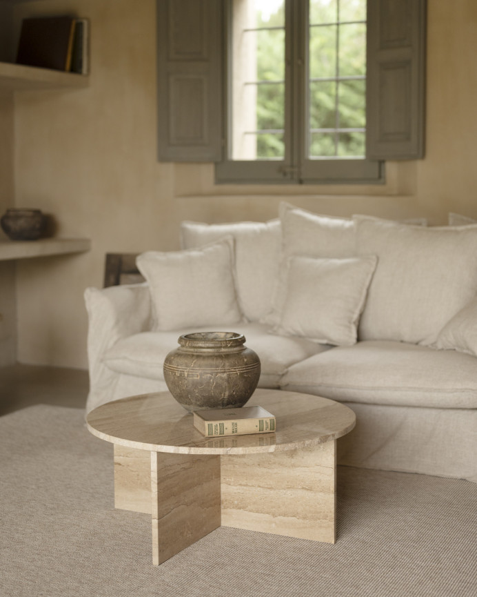 Round center table made of daino reale marble in various sizes.