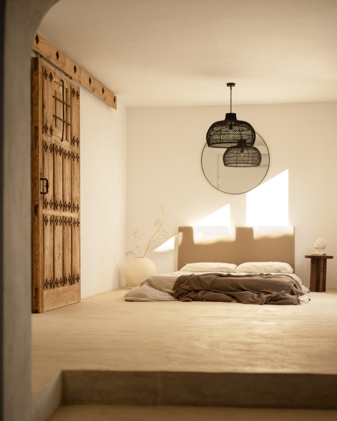 Upholstered cotton headboard in taupe color available in various sizes