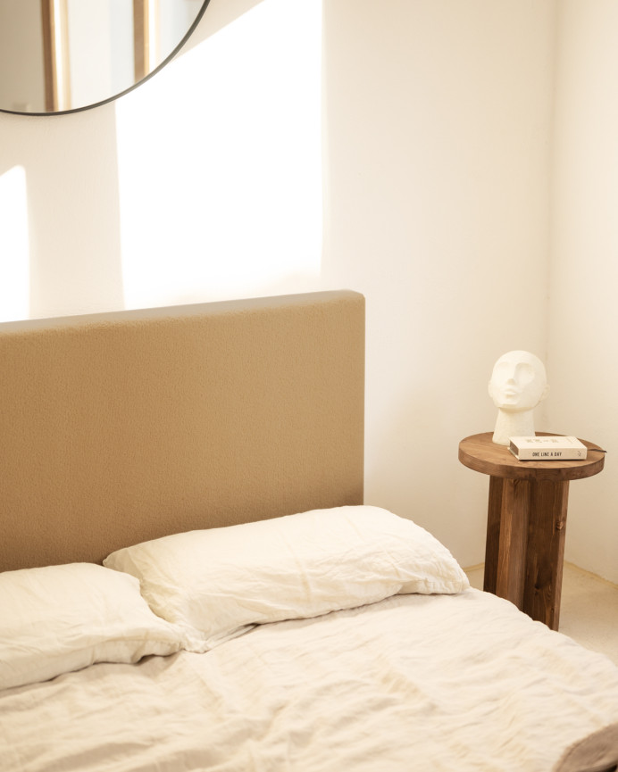 Upholstered cotton headboard in taupe color available in various sizes