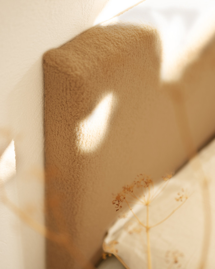 Upholstered cotton headboard in taupe color available in various sizes