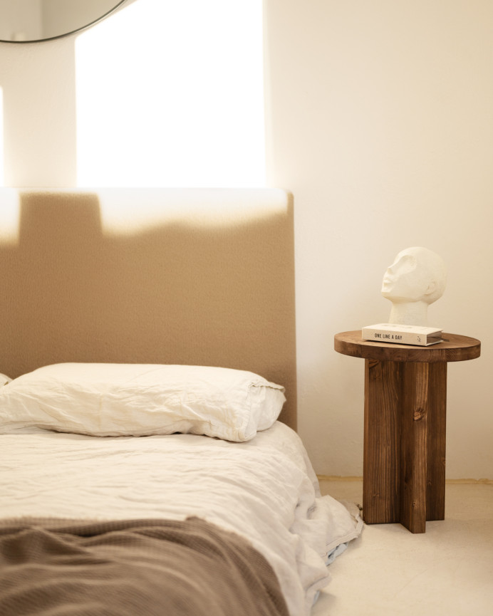 Upholstered cotton headboard in taupe color available in various sizes