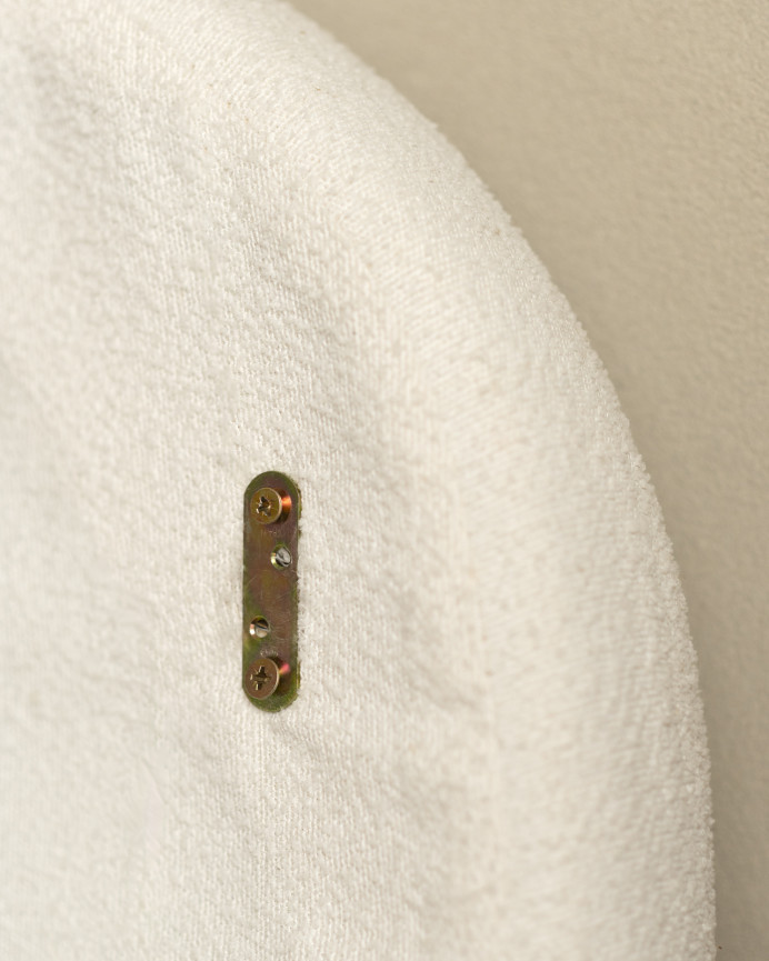 Upholstered headboard in removable green linen in various sizes.