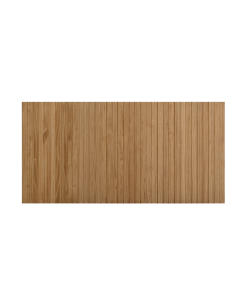 Slotted solid wood headboard in medium oak tone in various sizes.
