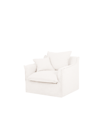 Cotton and linen slipcovered white armchair measuring 98x90cm.