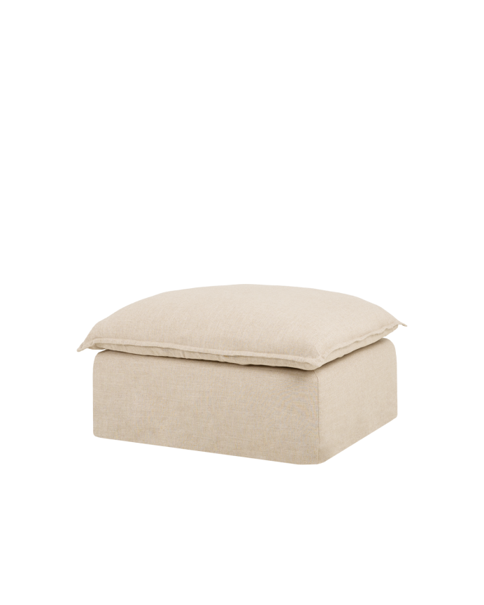 Beige cotton and linen removable puff of 90x72cm