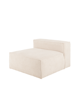 Off-white bouclé armchair measuring 110x90cm.