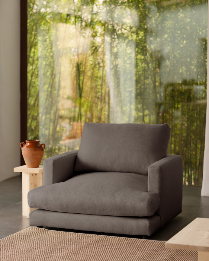 Dark grey armchair, 105cm.