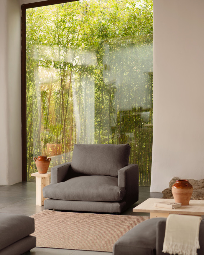 Dark grey armchair, 105cm.