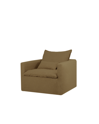 Removable cotton and linen armchair in green with measurements of 108x96cm.