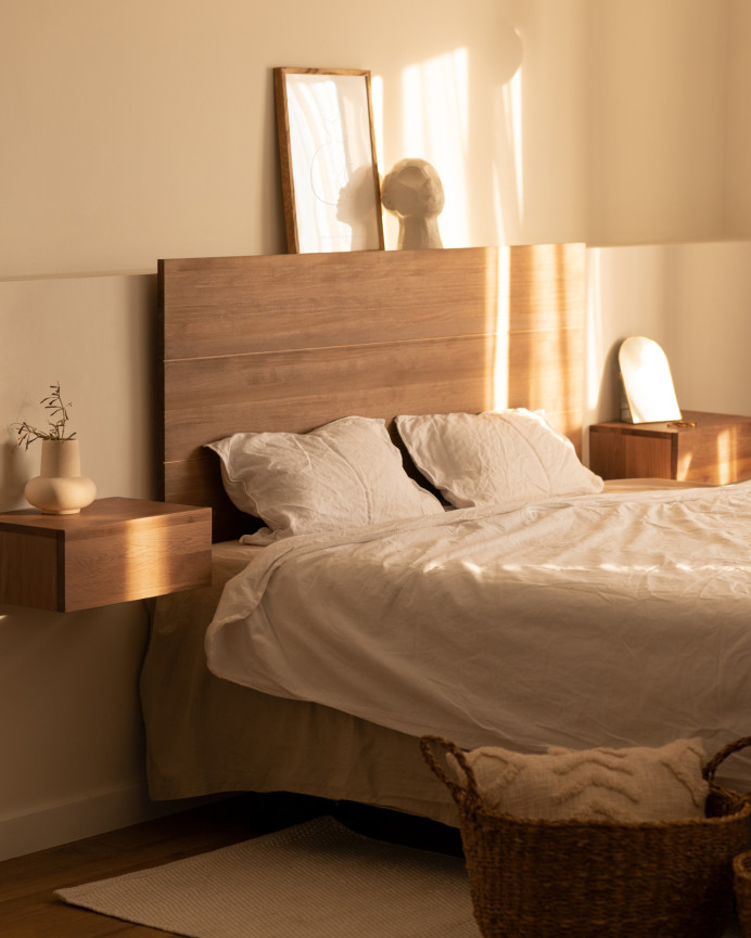 Solid dark oak wood headboard available in various sizes
