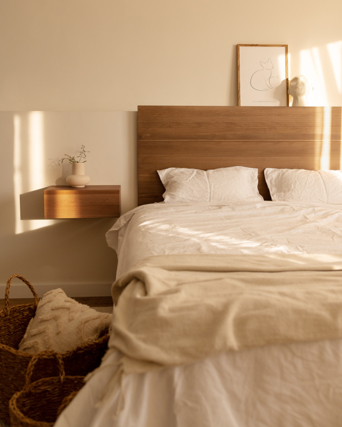 Solid dark oak wood headboard available in various sizes