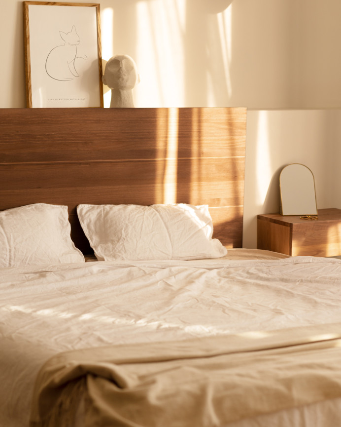 Solid dark oak wood headboard available in various sizes