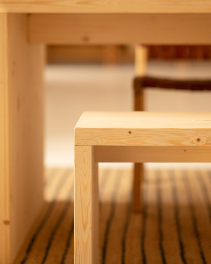 Solid wood bench in natural tone of various sizes