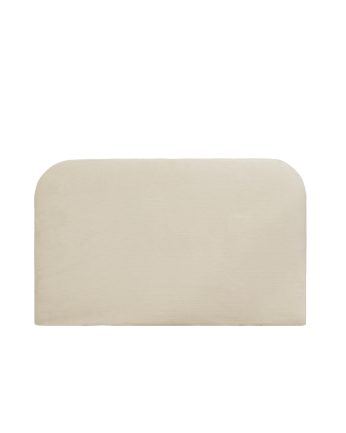 Upholstered headboard with removable beige corduroy cover in various sizes.