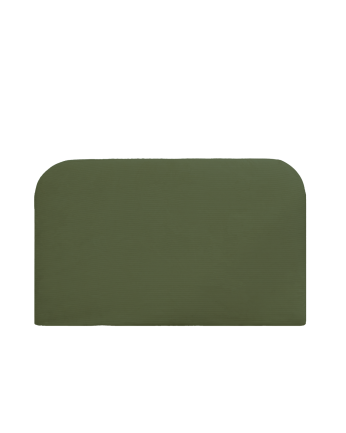 Upholstered green corduroy headboard with removable cover in various sizes.
