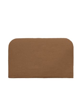 Removable linen upholstered headboard in terracotta in various sizes.