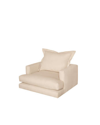 Beige armchair with dimensions of 105x106cm.