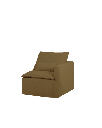 Cotton and linen module with removable right armrest in green tone measuring 97x96cm.