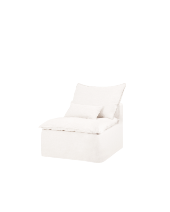 Cotton and linen module without armrests, removable white tone cover, measuring 86x96cm.