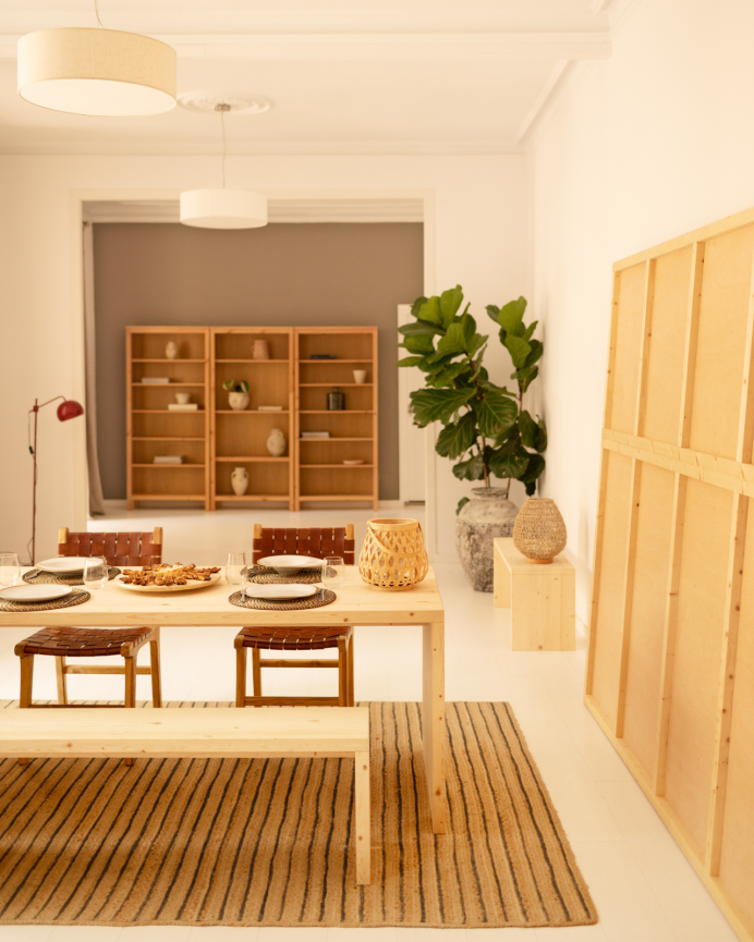 Solid wood bench in natural tone of various sizes
