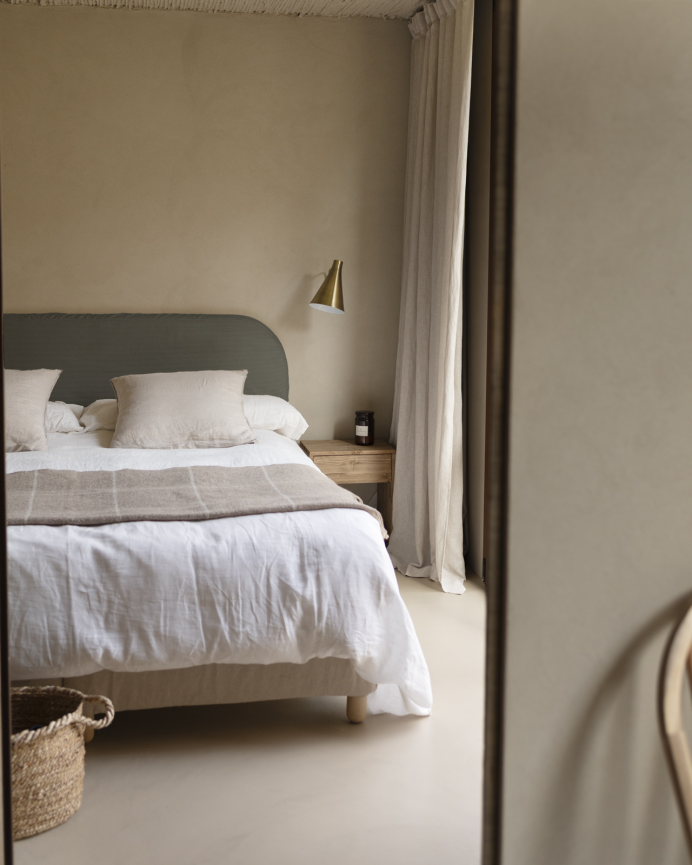 Upholstered dark gray velvet removable headboard available in various sizes
