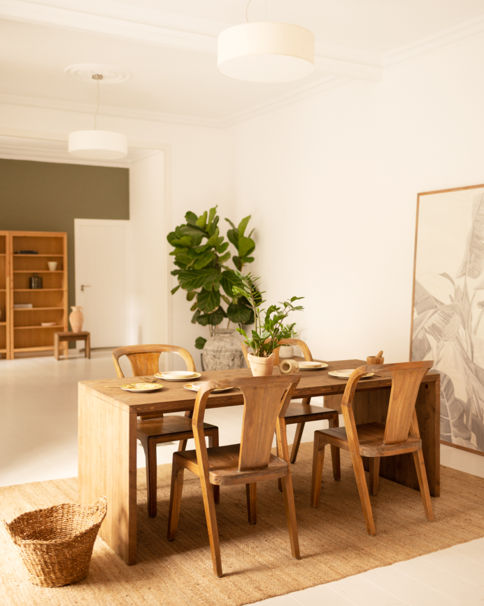 Solid wood dining table in dark oak tone of various sizes