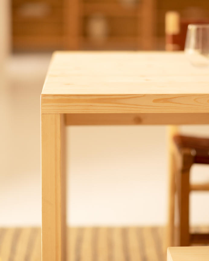 Pack dining table and solid wood bench in natural tone of various sizes