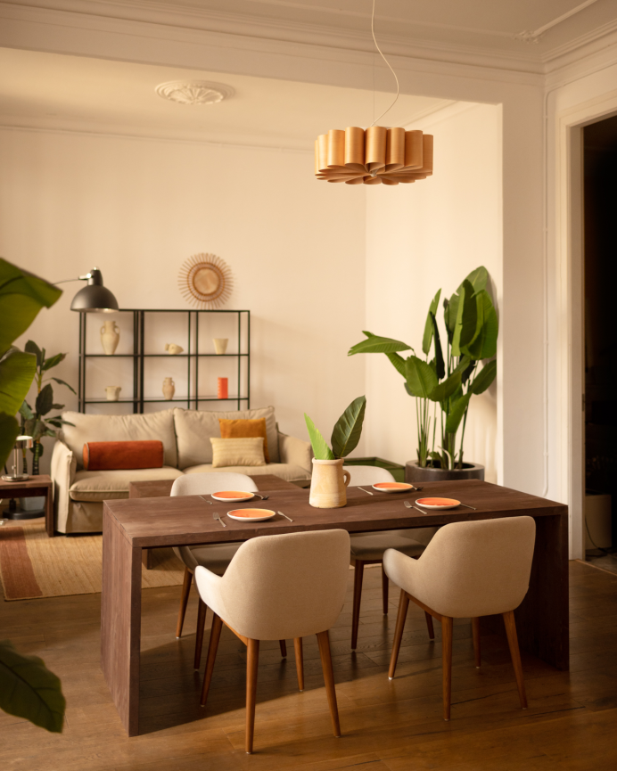 Solid walnut wood dining table available in various sizes.