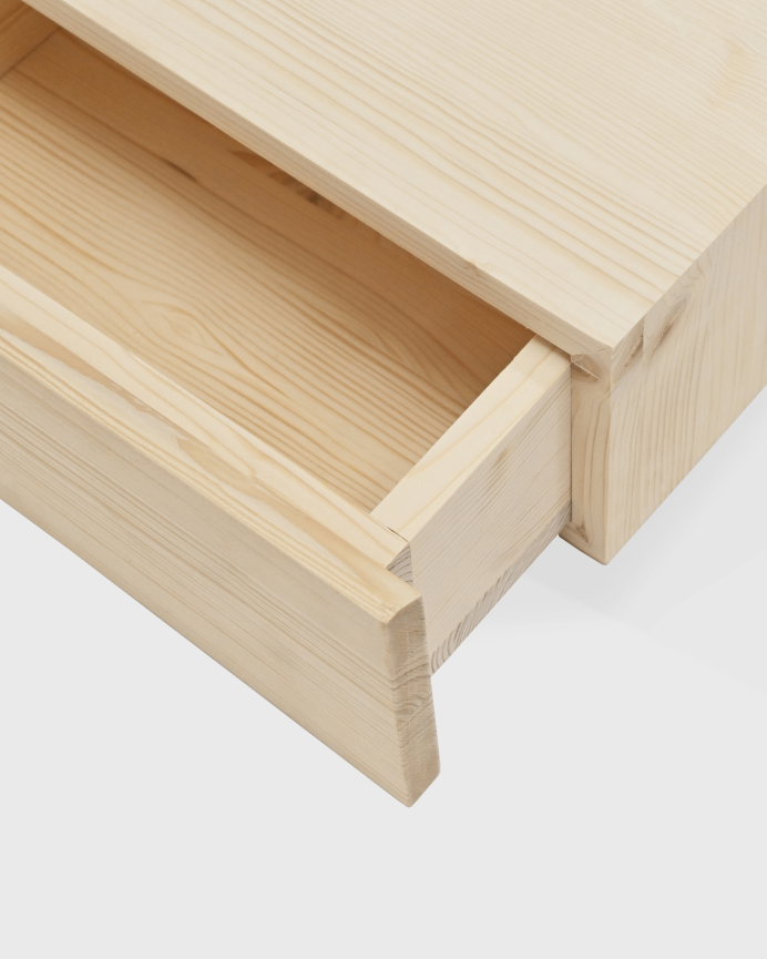 Set of two solid wood floating bedside tables in natural tone of 40cm