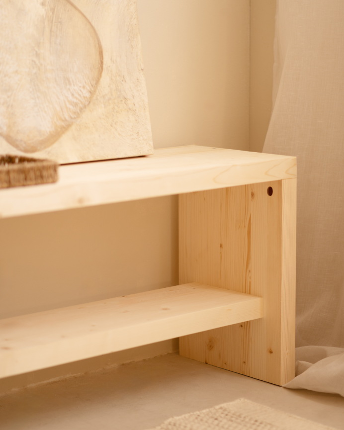 Solid wood shoemaker's bench in natural tone available in various sizes