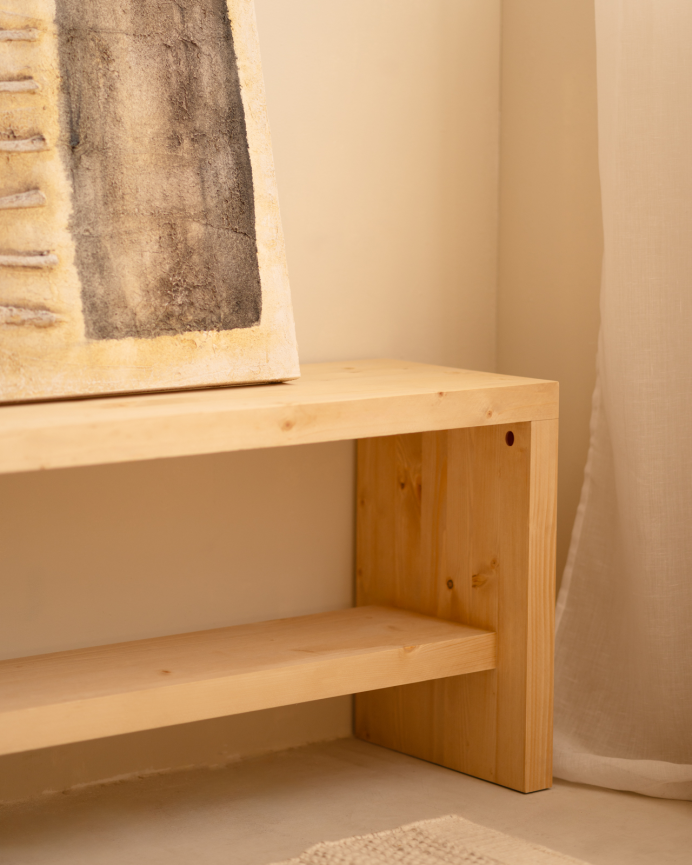 Wooden shoe bench in medium oak tone in various sizes