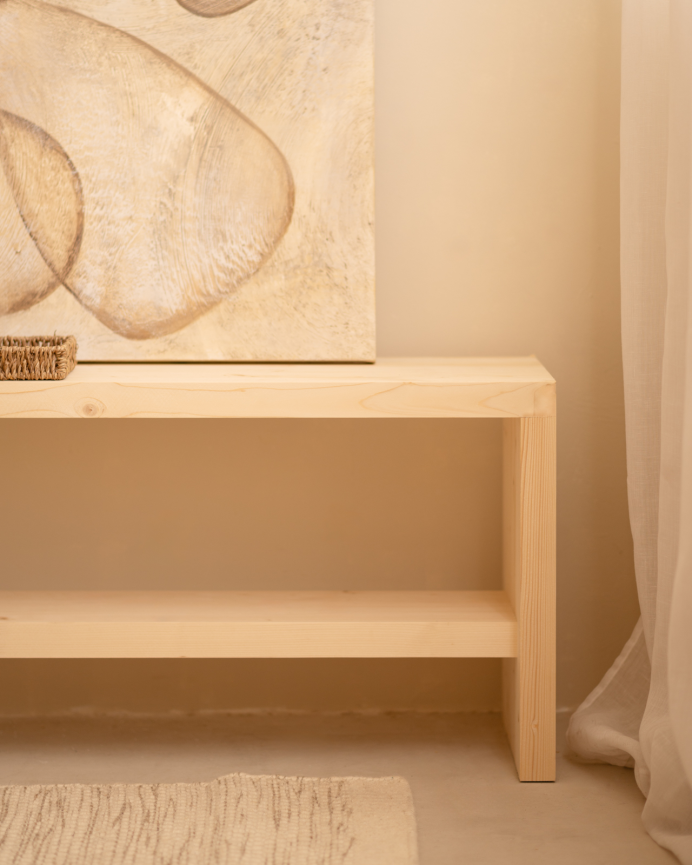 Solid wood shoemaker's bench in natural tone available in various sizes