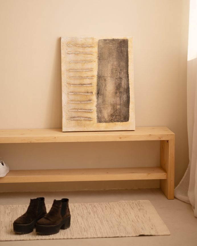 Wooden shoe bench in medium oak tone in various sizes