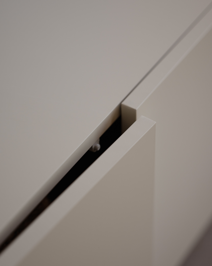 TV unit lacquered in sand tone in various sizes.