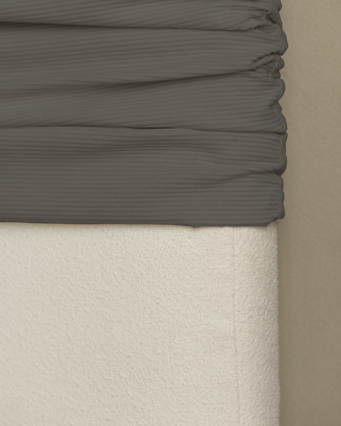 Upholstered dark gray velvet removable headboard available in various sizes