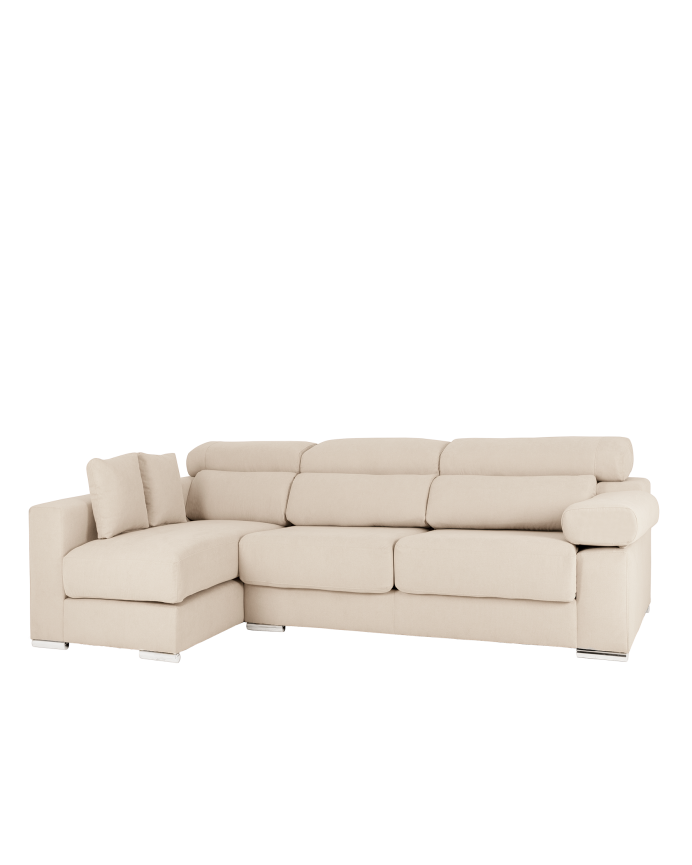 Beige sofa with chaise longue available in various sizes