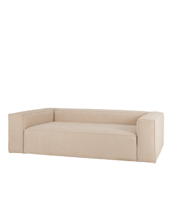 Beige bouclé sofa available in various sizes.