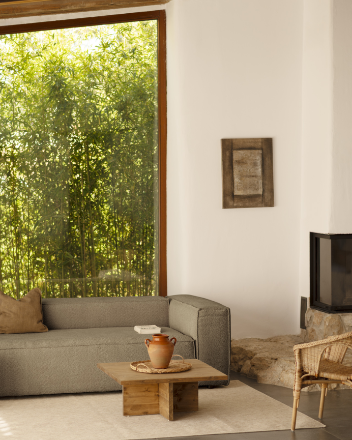Brown bouclé sofa available in various sizes