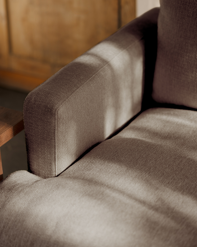 Straight dark gray tone sofa of 216cm