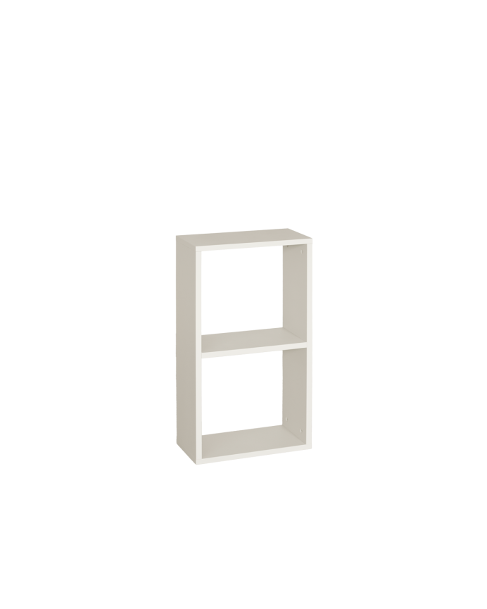 Wooden bookshelf lacquered in beige tone with 1 shelf