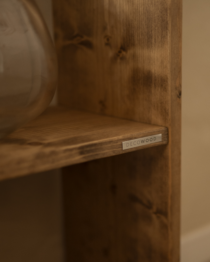 Solid wood bookcase in dark oak tone with 4 shelves