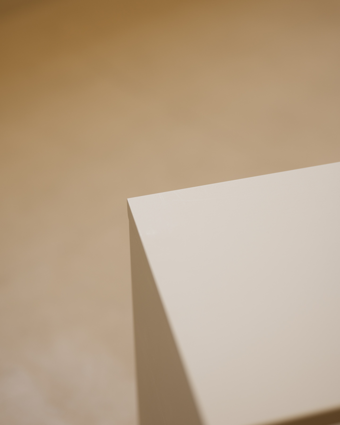 Wooden shelf lacquered in beige tone