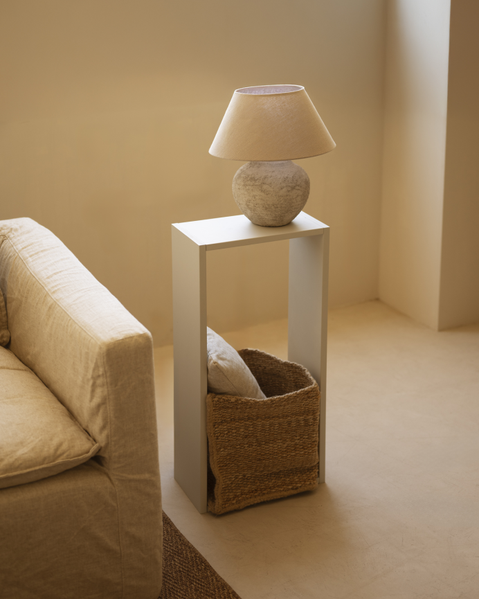 Auxiliary wooden shelf lacquered in a beige tone