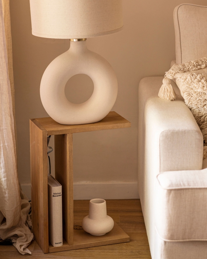 Set of 2 solid wood nightstands in a dark oak finish measuring 50x36cm.