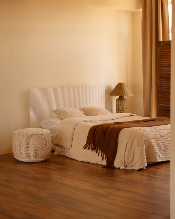 Solid wood headboard in white tone available in several sizes.