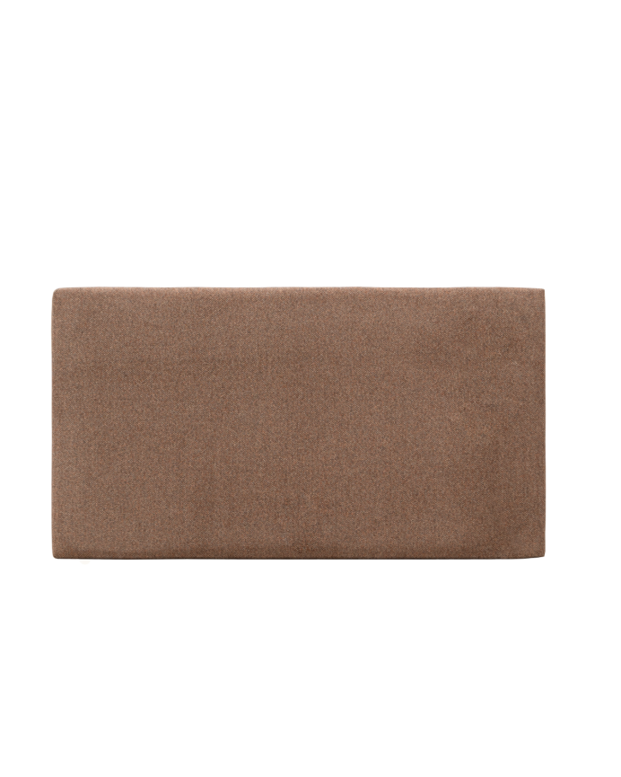 Upholstered headboard in brown color available in various sizes.