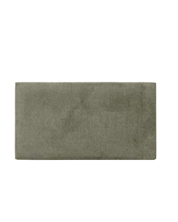 Upholstered headboard in green color, available in various sizes.