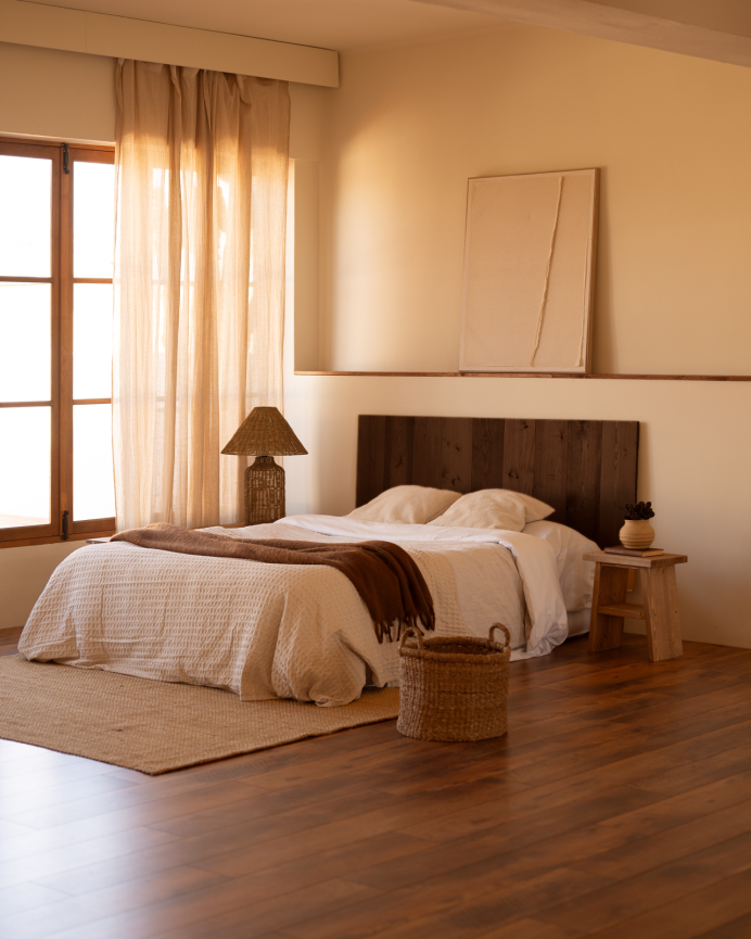 Solid wood headboard in walnut tone available in various sizes
